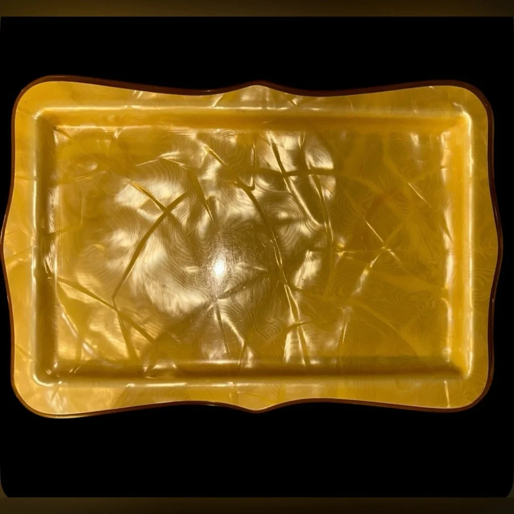 Antique‎ Celluloid 5 Pc Vanity Set 1930s Mirror, Buffer, Tray & 2 Containers